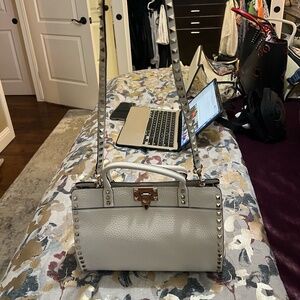 Valentine Rocketed Bag with Detachable Shoulder strap - Cream